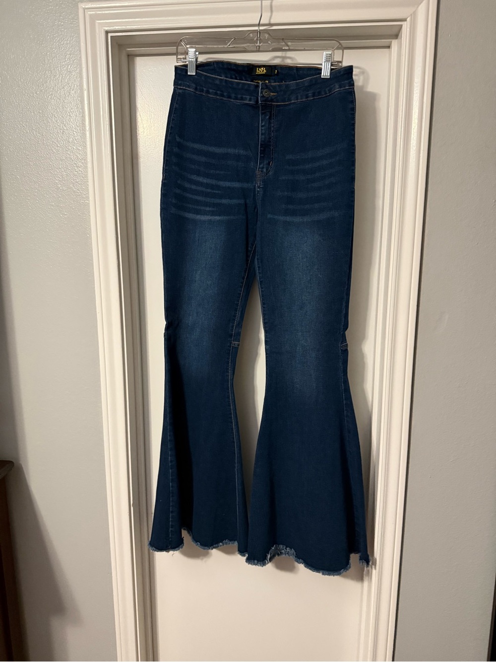 Lucky & Blessed Dark Blue Flare Jeans with Raw Hem